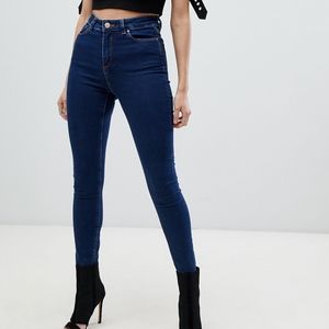 ASOS Ridley high waist skinny jeans deep blue